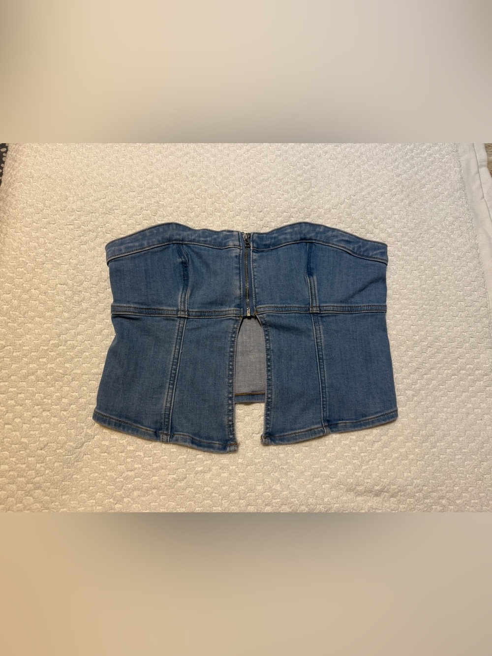American Eagle Outfitters Denim Strapless Crop Top